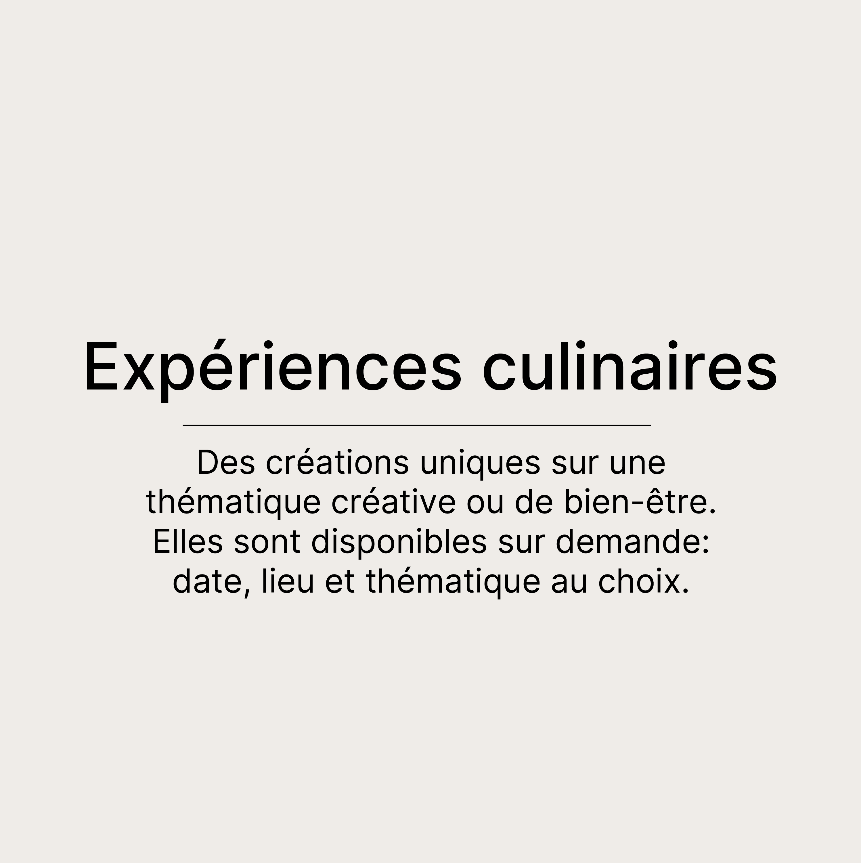 Expériences culinaires