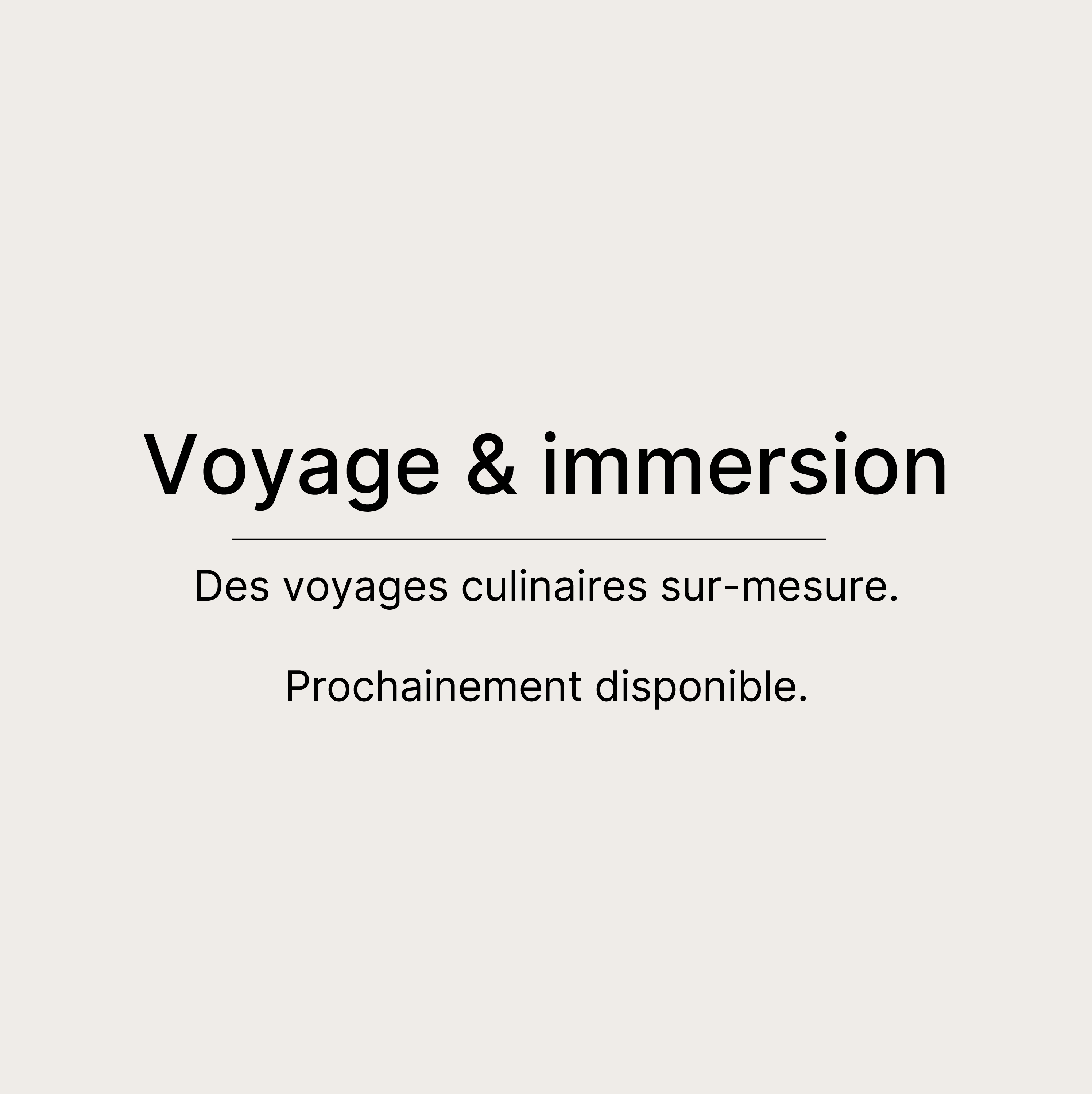 Voyage & immersion